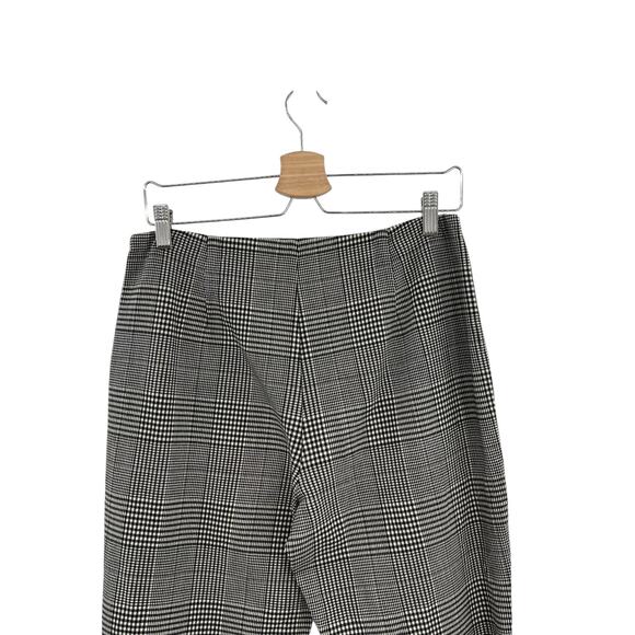 Theory Demitria Df Portland Pants Plaid Houndstooth Wool Black White Size US 8 - Picture 7 of 12